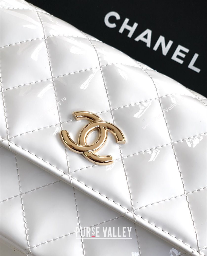 Chanel Patent Calfskin Mini Flap Bag with Top Handle Bag White 2025 0702 (yezi-250702051)