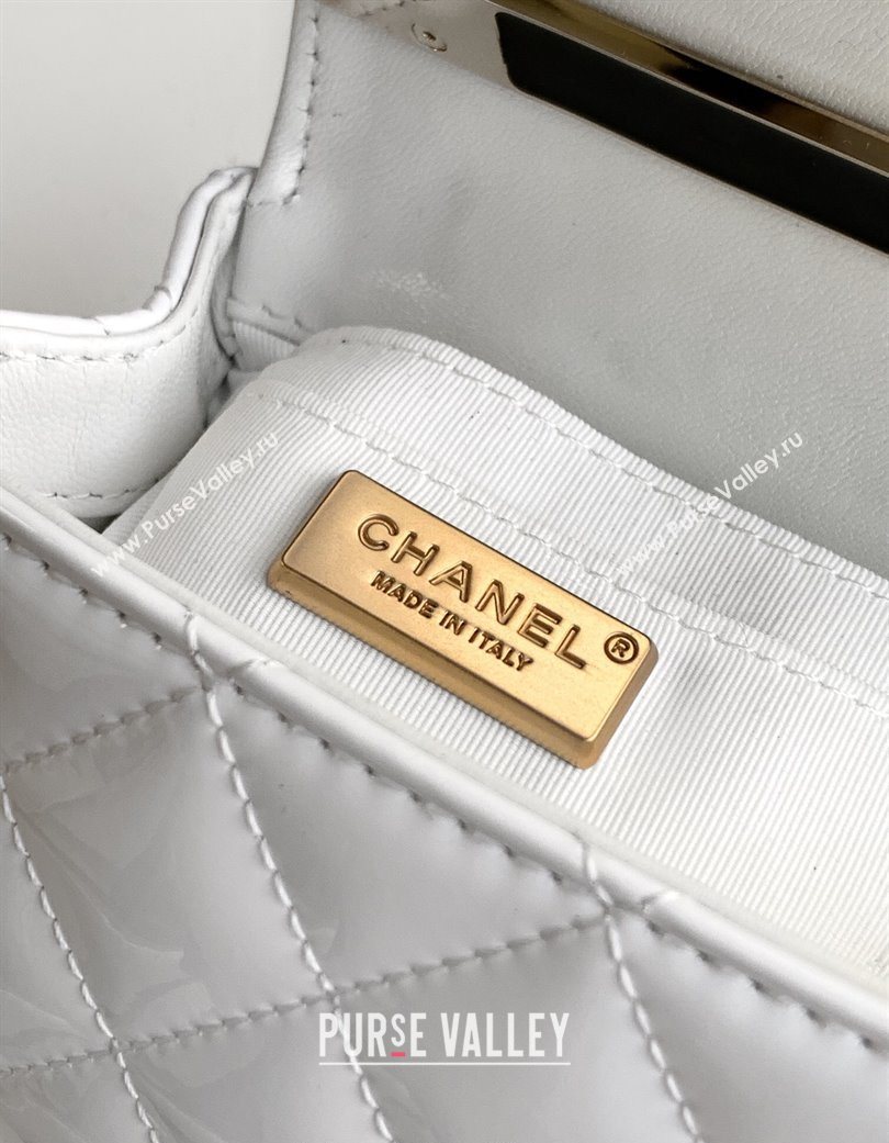 Chanel Patent Calfskin Mini Flap Bag with Top Handle Bag White 2025 0702 (yezi-250702051)