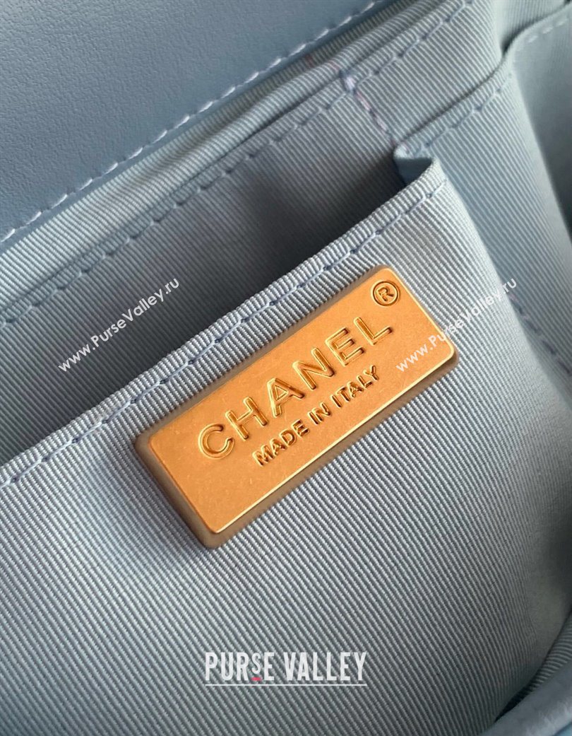 Chanel Patent Calfskin Mini Flap Bag with Top Handle Bag Light Blue 2025 0702 (yezi-250702052)