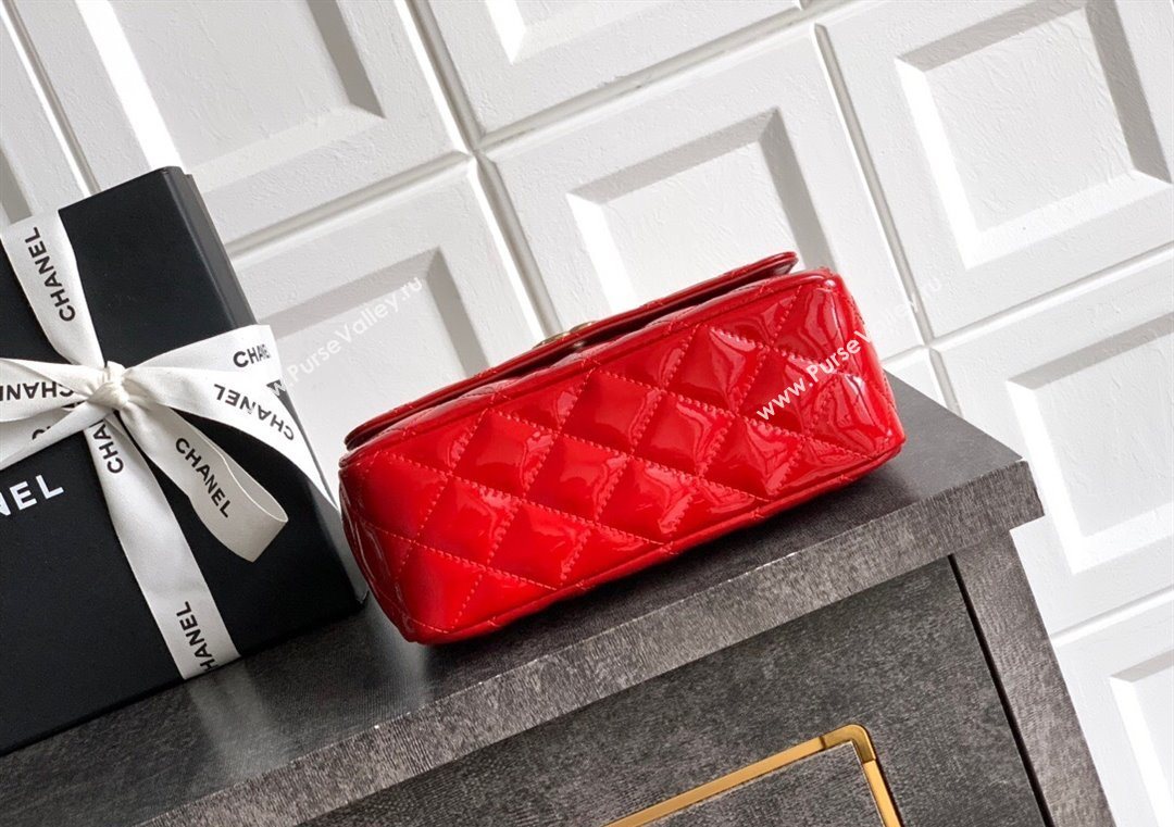 Chanel Patent Calfskin Mini Flap Bag with Top Handle Bag Red 2025 0702 (yezi-250702053)