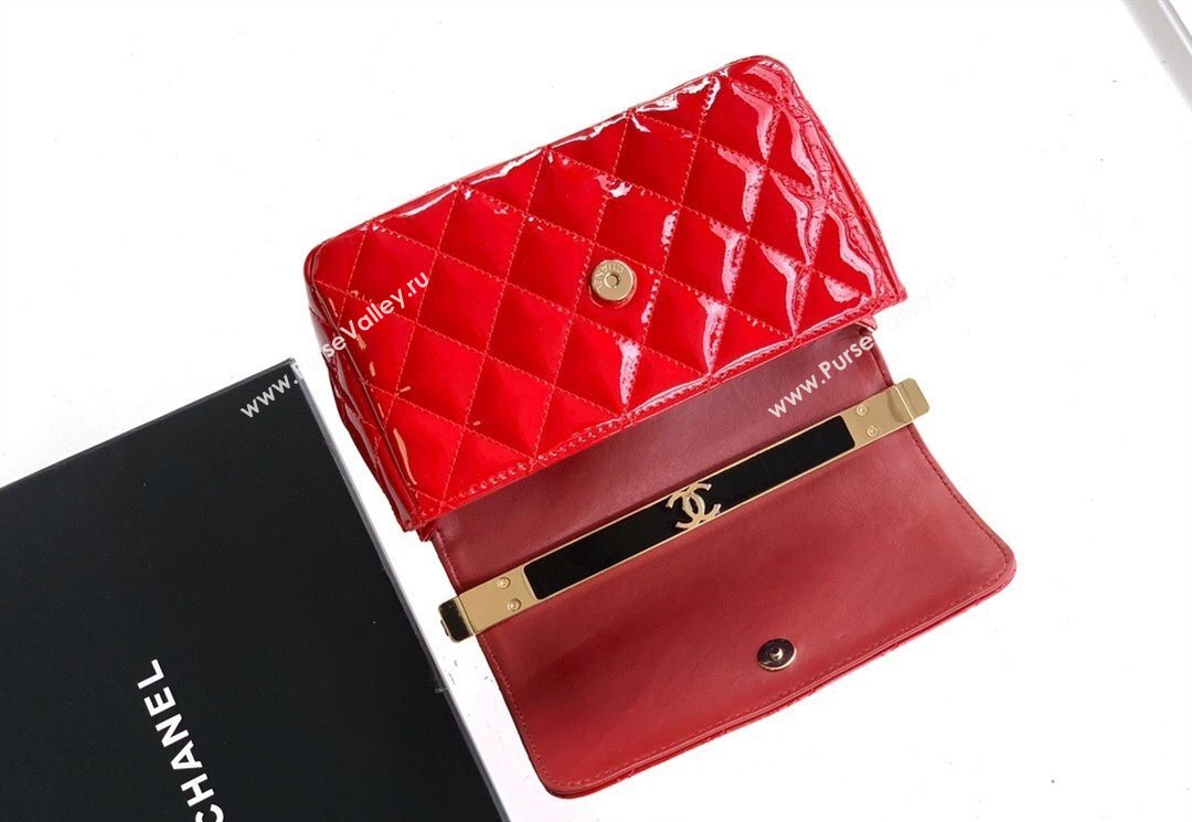 Chanel Patent Calfskin Mini Flap Bag with Top Handle Bag Red 2025 0702 (yezi-250702053)