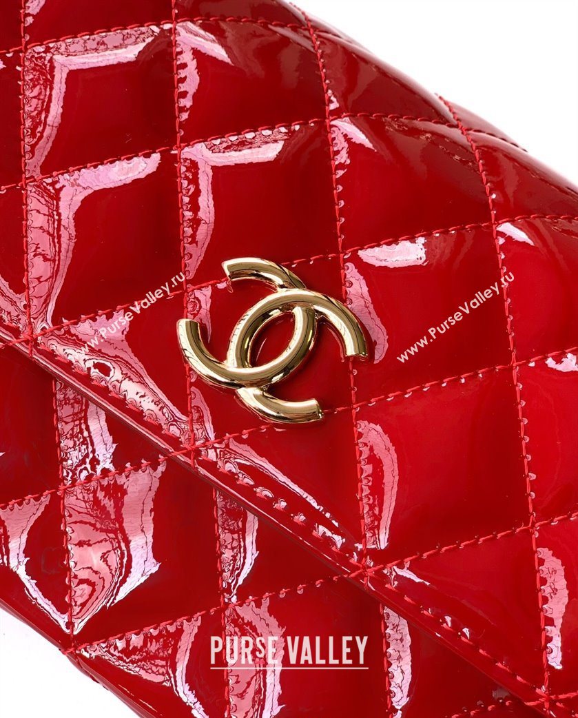 Chanel Patent Calfskin Mini Flap Bag with Top Handle Bag Red 2025 0702 (yezi-250702053)