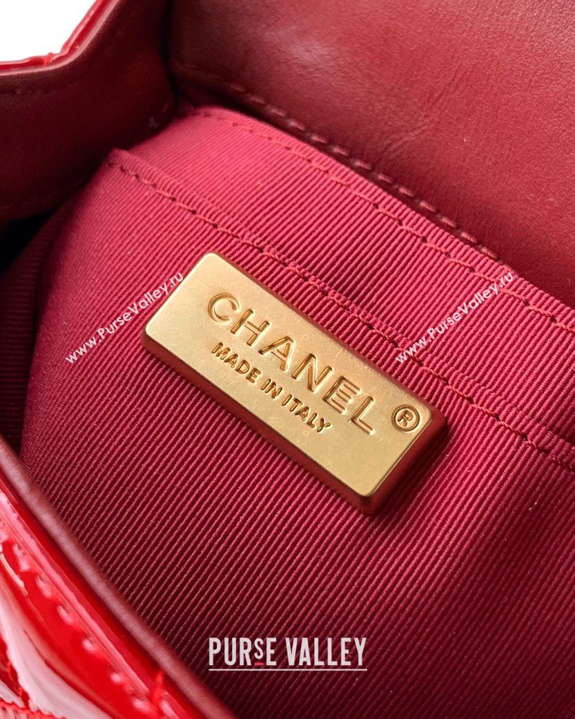 Chanel Patent Calfskin Mini Flap Bag with Top Handle Bag Red 2025 0702 (yezi-250702053)