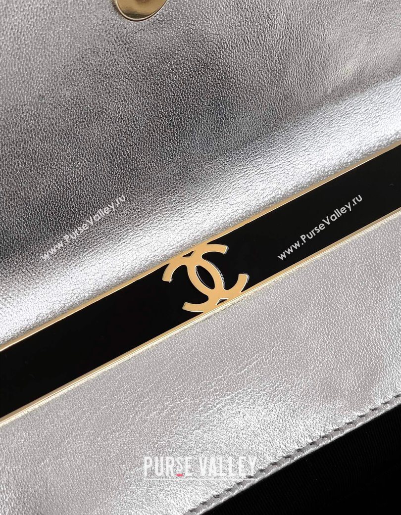 Chanel Patent Calfskin Mini Flap Bag with Top Handle Bag Silver 2025 0702 (yezi-250702046)
