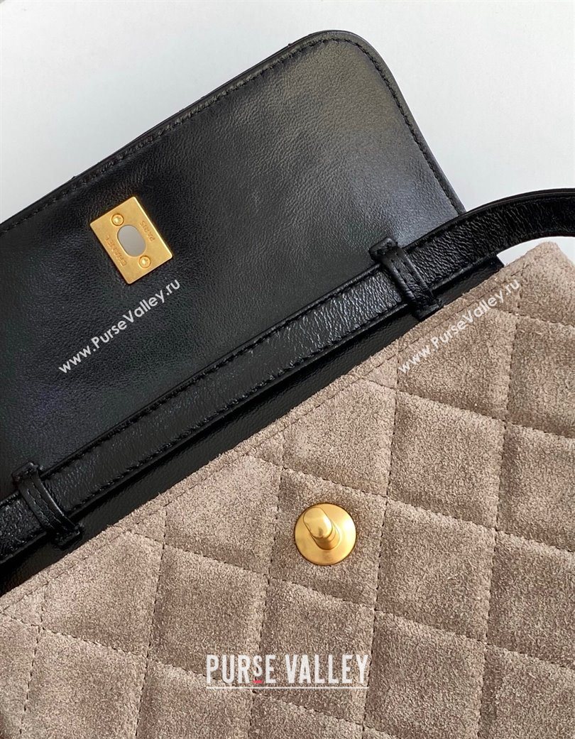 Chanel Suede Lambskin Phone Holder with Strap Black/Grey 2025 AP4679 (yezi-250703050)
