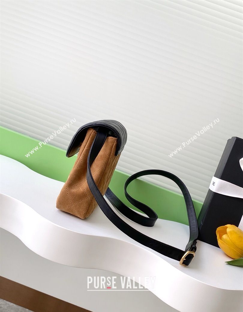 Chanel Suede Lambskin Phone Holder with Strap Beige/Black 2025 AP4679 (yezi-250703051)