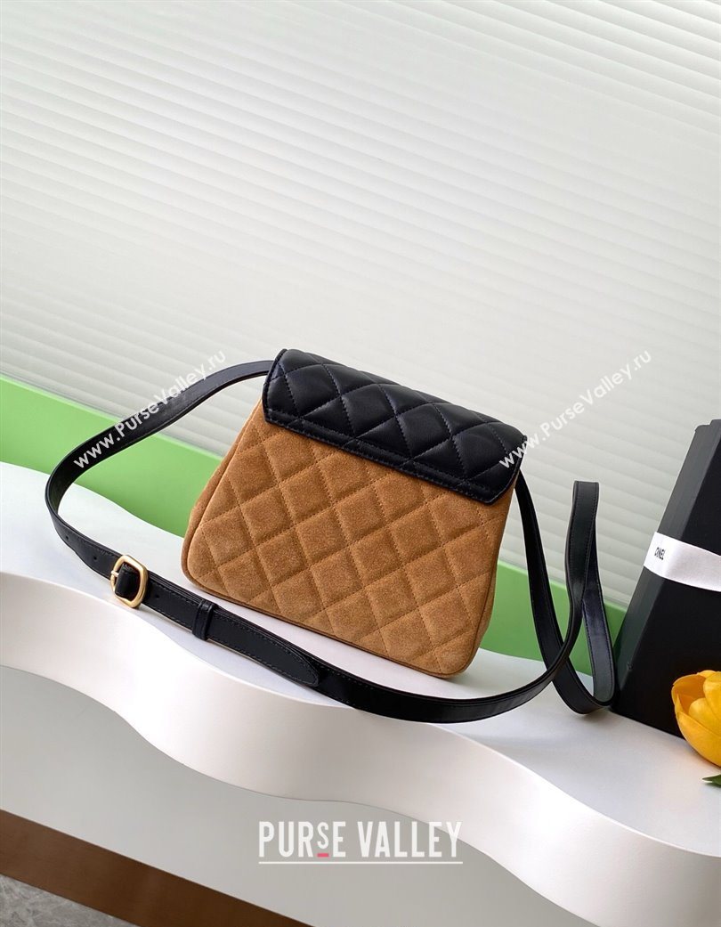 Chanel Suede Lambskin Phone Holder with Strap Beige/Black 2025 AP4679 (yezi-250703051)