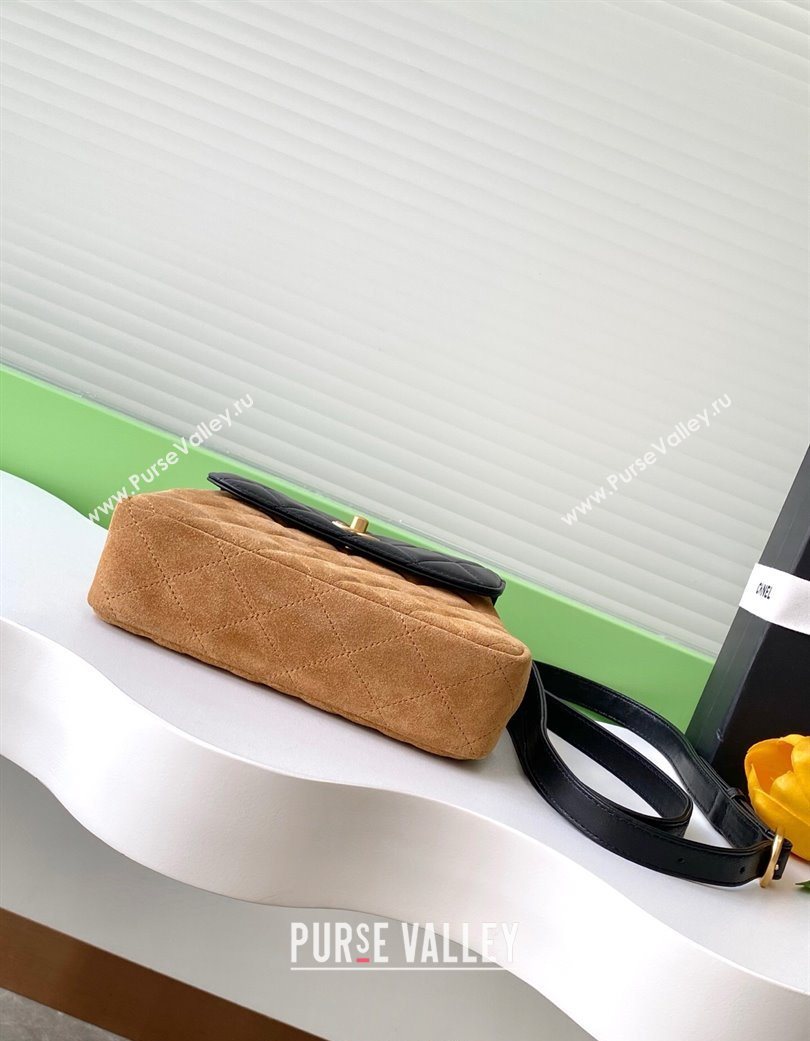 Chanel Suede Lambskin Phone Holder with Strap Beige/Black 2025 AP4679 (yezi-250703051)