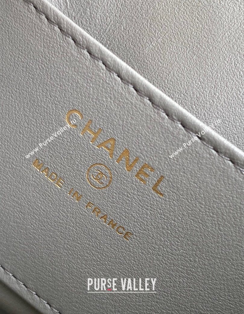 Chanel Suede Lambskin Phone Holder with Strap Grey/Black 2025 AP4677 (yezi-250703054)