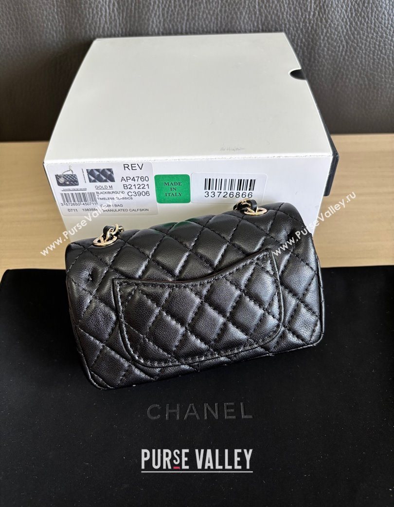 Chanel Lambskin Classic Mini Bag with hook and Heart Charm Black 2025 AP4760 (yezi-250703045)