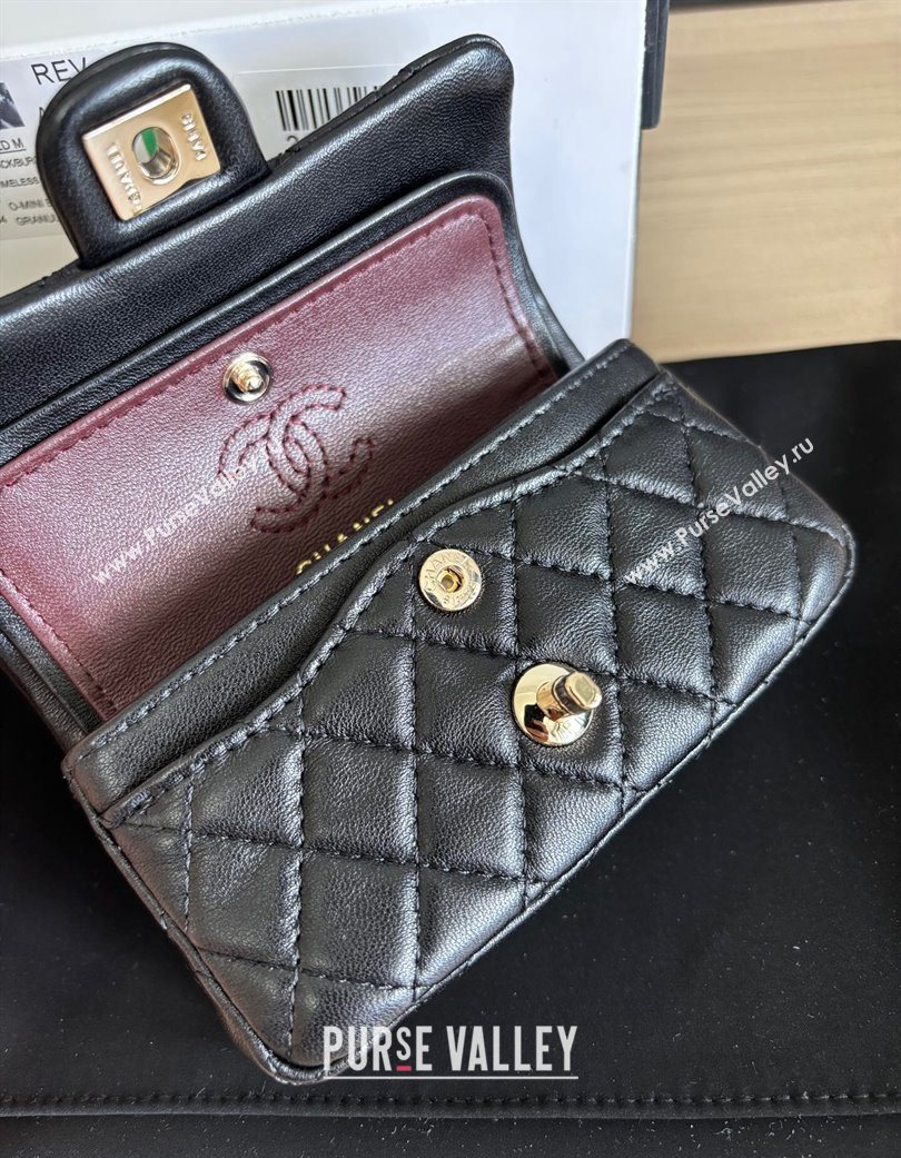 Chanel Lambskin Classic Mini Bag with hook and Heart Charm Black 2025 AP4760 (yezi-250703045)
