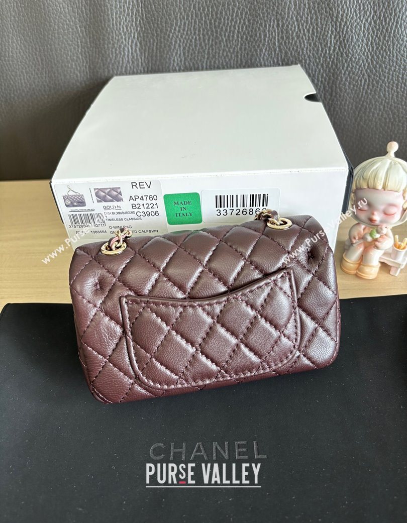 Chanel Lambskin Classic Mini Bag with hook and Heart Charm Dark Brown 2025 AP4760 (yezi-250703046)
