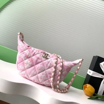 Chanel Printed Denim Large Hobo Bag Light Pink/White 2025 AS5431 (yezi-250702087)