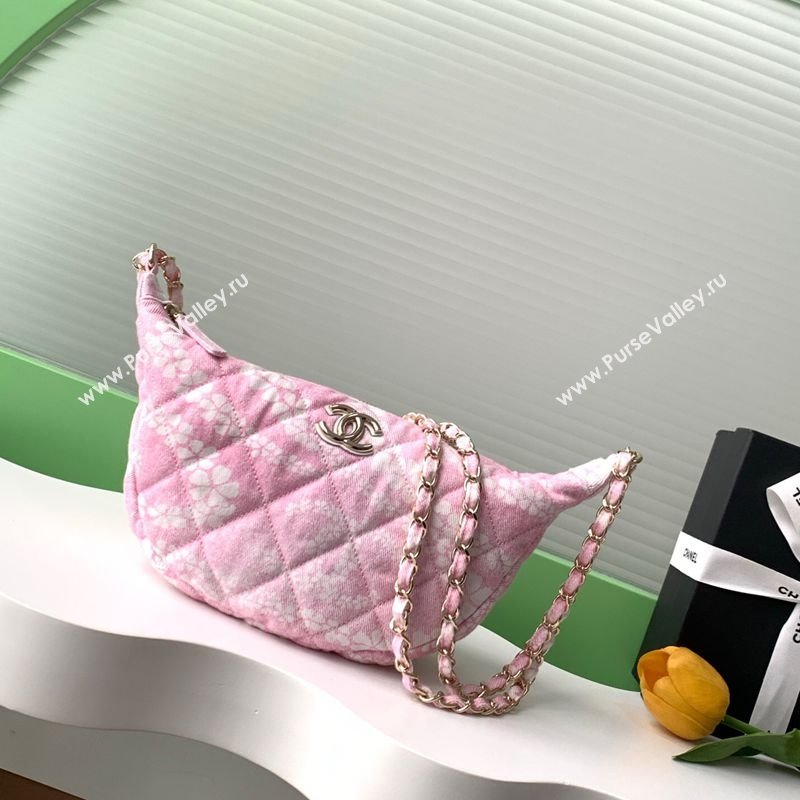 Chanel Printed Denim Large Hobo Bag Light Pink/White 2025 AS5431 (yezi-250702087)