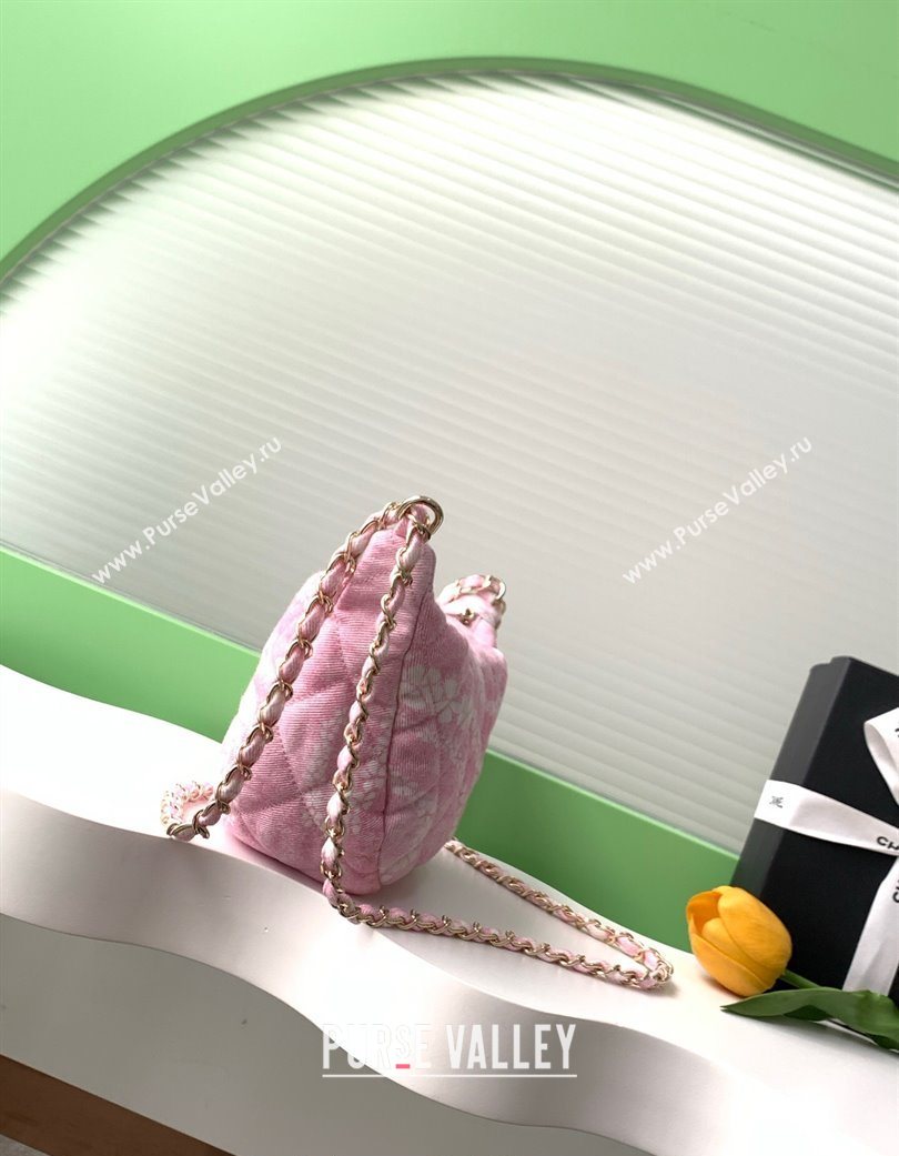 Chanel Printed Denim Large Hobo Bag Light Pink/White 2025 AS5431 (yezi-250702087)