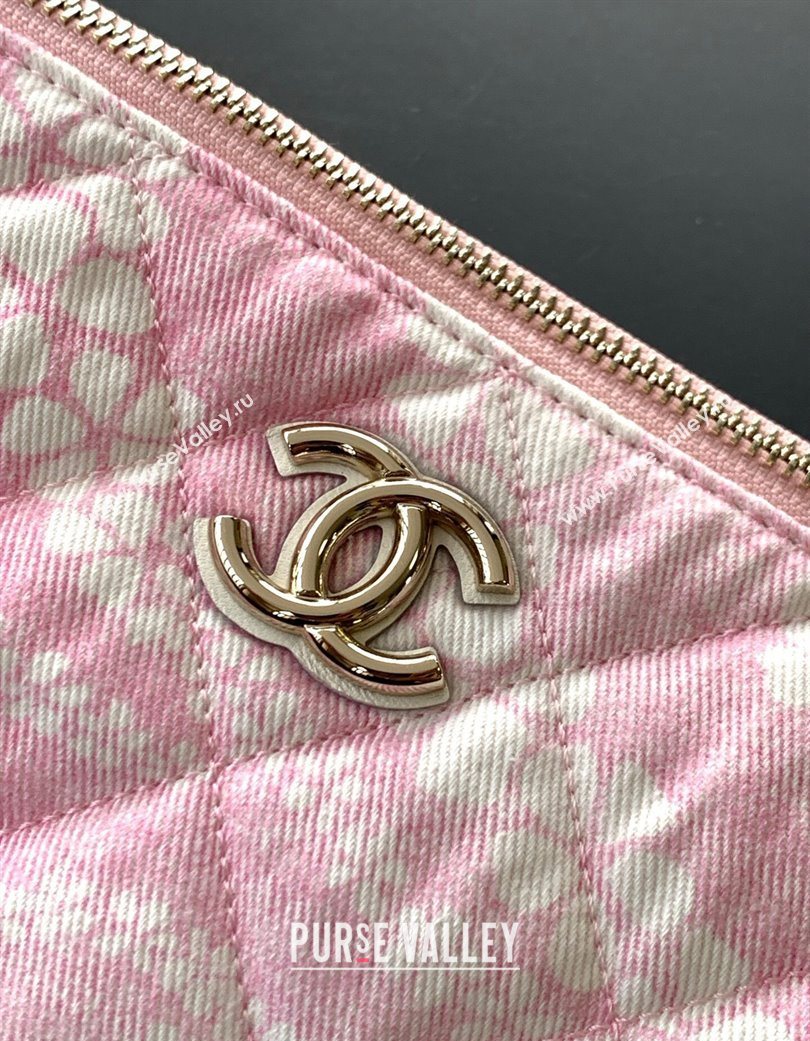 Chanel Printed Denim Large Hobo Bag Light Pink/White 2025 AS5431 (yezi-250702087)