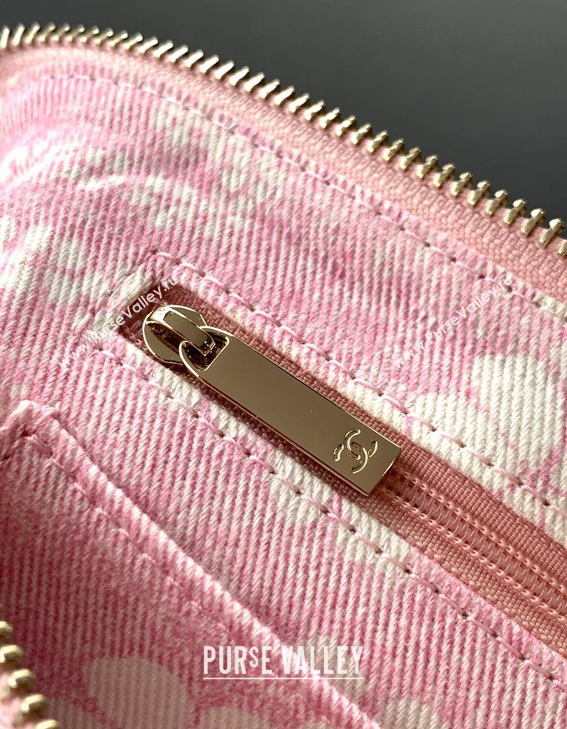 Chanel Printed Denim Large Hobo Bag Light Pink/White 2025 AS5431 (yezi-250702087)