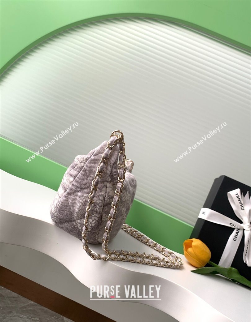 Chanel Printed Denim Large Hobo Bag Grey/White 2025 AS5431 (yezi-250702088)