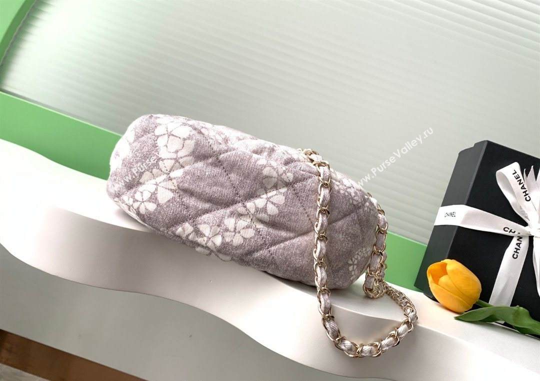 Chanel Printed Denim Large Hobo Bag Grey/White 2025 AS5431 (yezi-250702088)