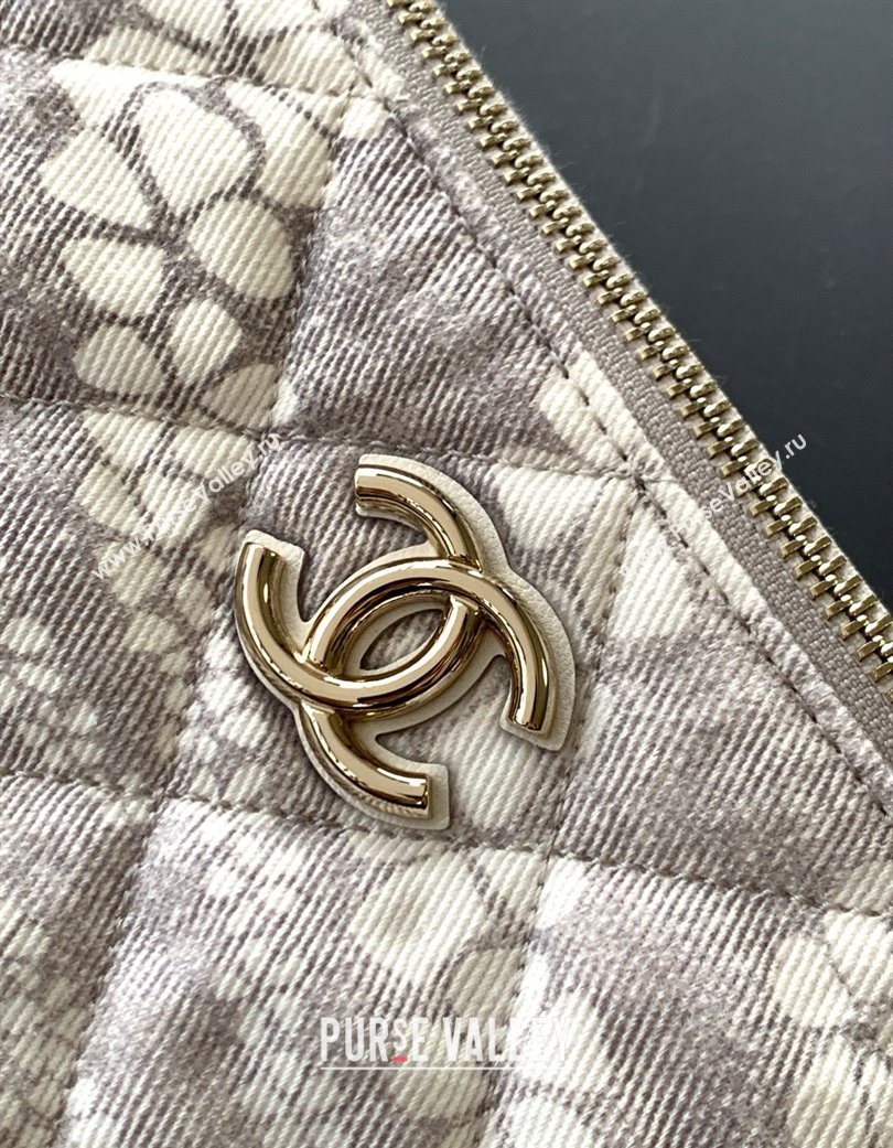 Chanel Printed Denim Large Hobo Bag Grey/White 2025 AS5431 (yezi-250702088)