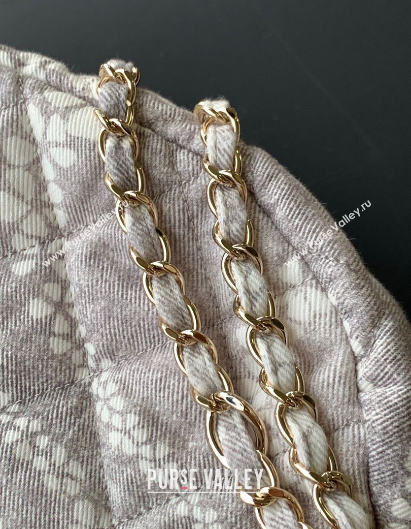 Chanel Printed Denim Large Hobo Bag Grey/White 2025 AS5431 (yezi-250702088)