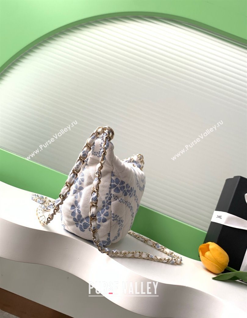 Chanel Printed Denim Large Hobo Bag White/Blue 2025 AS5431 (yezi-250702089)