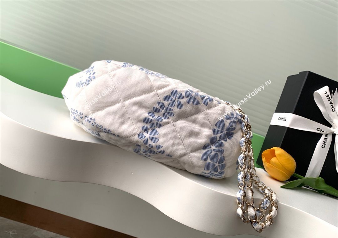 Chanel Printed Denim Large Hobo Bag White/Blue 2025 AS5431 (yezi-250702089)