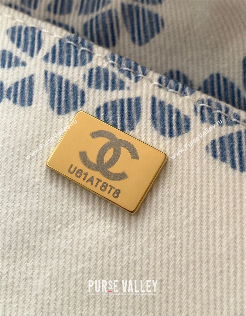 Chanel Printed Denim Large Hobo Bag White/Blue 2025 AS5431 (yezi-250702089)