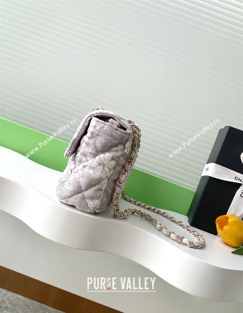 Chanel Printed Denim Flap Bag Grey/White 2025 AS5454 (yezi-250702090)
