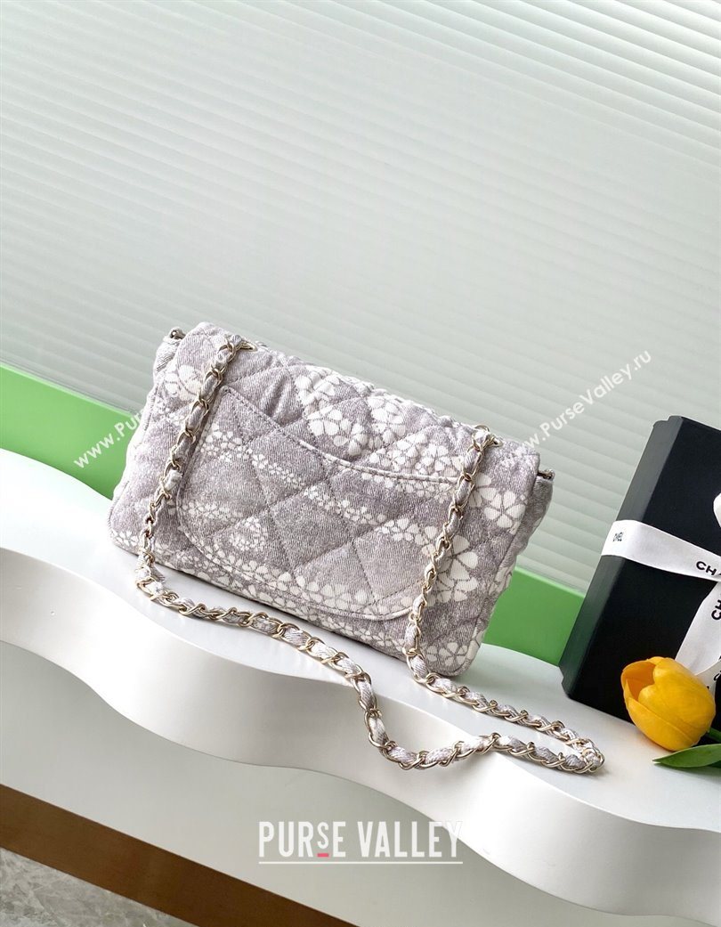 Chanel Printed Denim Flap Bag Grey/White 2025 AS5454 (yezi-250702090)