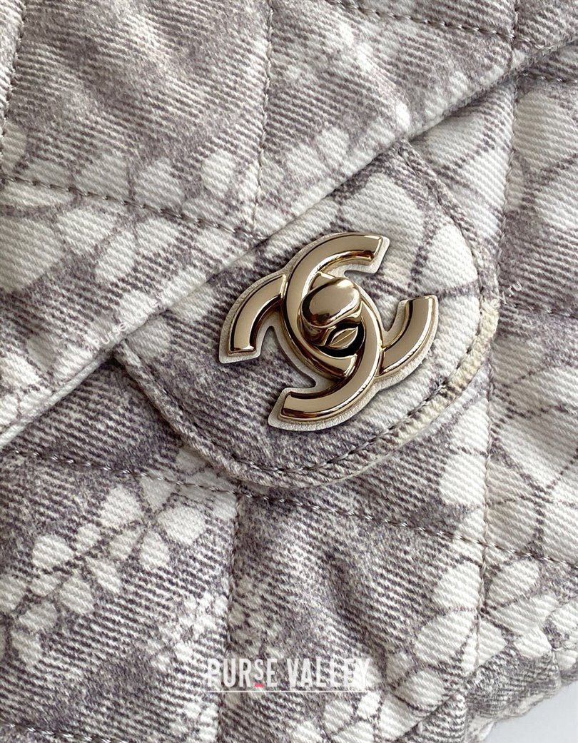Chanel Printed Denim Flap Bag Grey/White 2025 AS5454 (yezi-250702090)