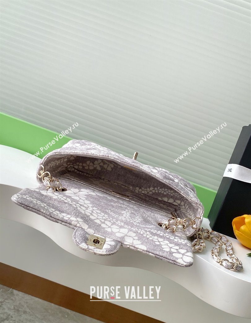 Chanel Printed Denim Flap Bag Grey/White 2025 AS5454 (yezi-250702090)