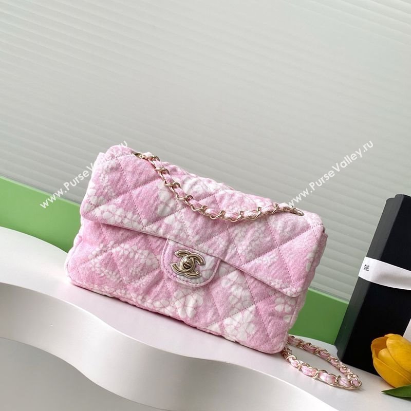 Chanel Printed Denim Flap Bag Pink/White 2025 AS5454 (yezi-250702091)