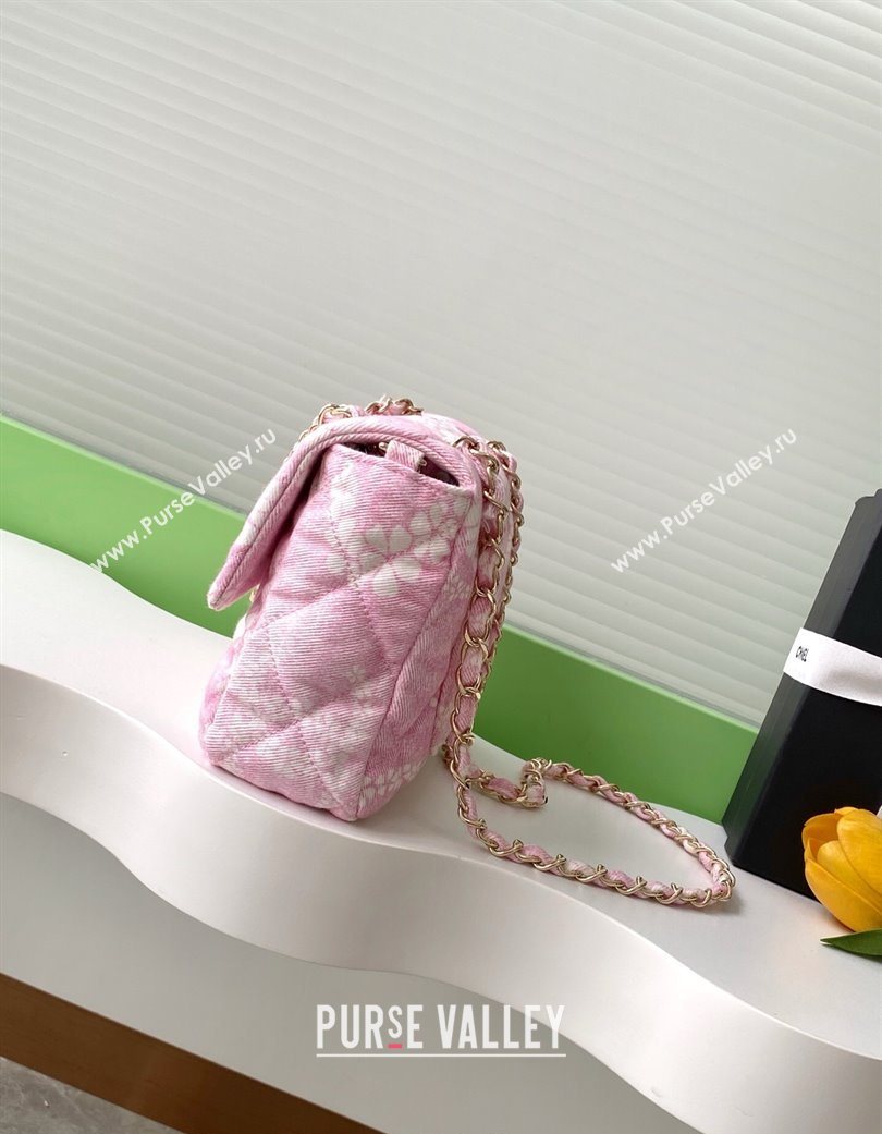 Chanel Printed Denim Flap Bag Pink/White 2025 AS5454 (yezi-250702091)