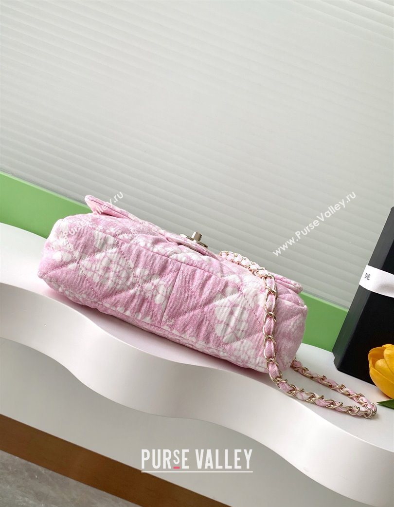 Chanel Printed Denim Flap Bag Pink/White 2025 AS5454 (yezi-250702091)