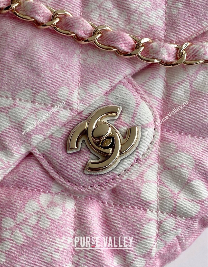 Chanel Printed Denim Flap Bag Pink/White 2025 AS5454 (yezi-250702091)