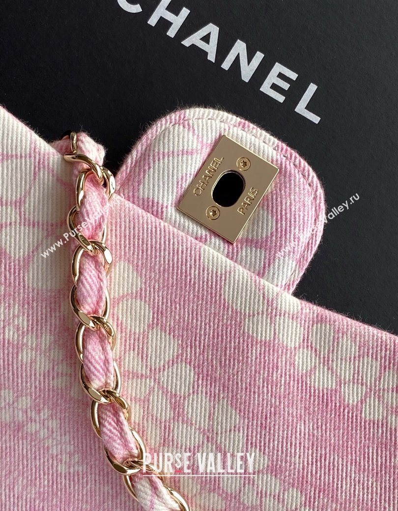 Chanel Printed Denim Flap Bag Pink/White 2025 AS5454 (yezi-250702091)