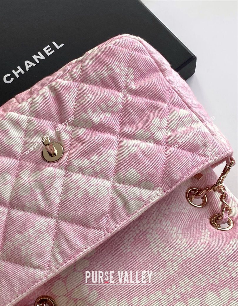 Chanel Printed Denim Flap Bag Pink/White 2025 AS5454 (yezi-250702091)