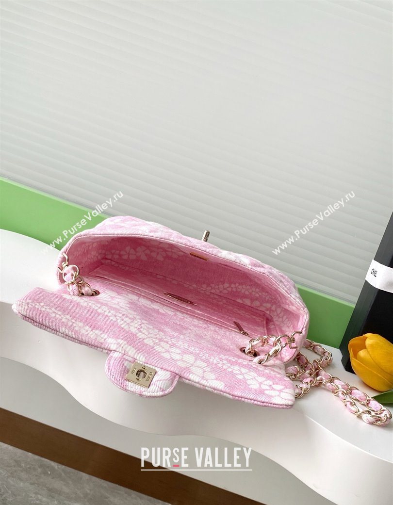 Chanel Printed Denim Flap Bag Pink/White 2025 AS5454 (yezi-250702091)