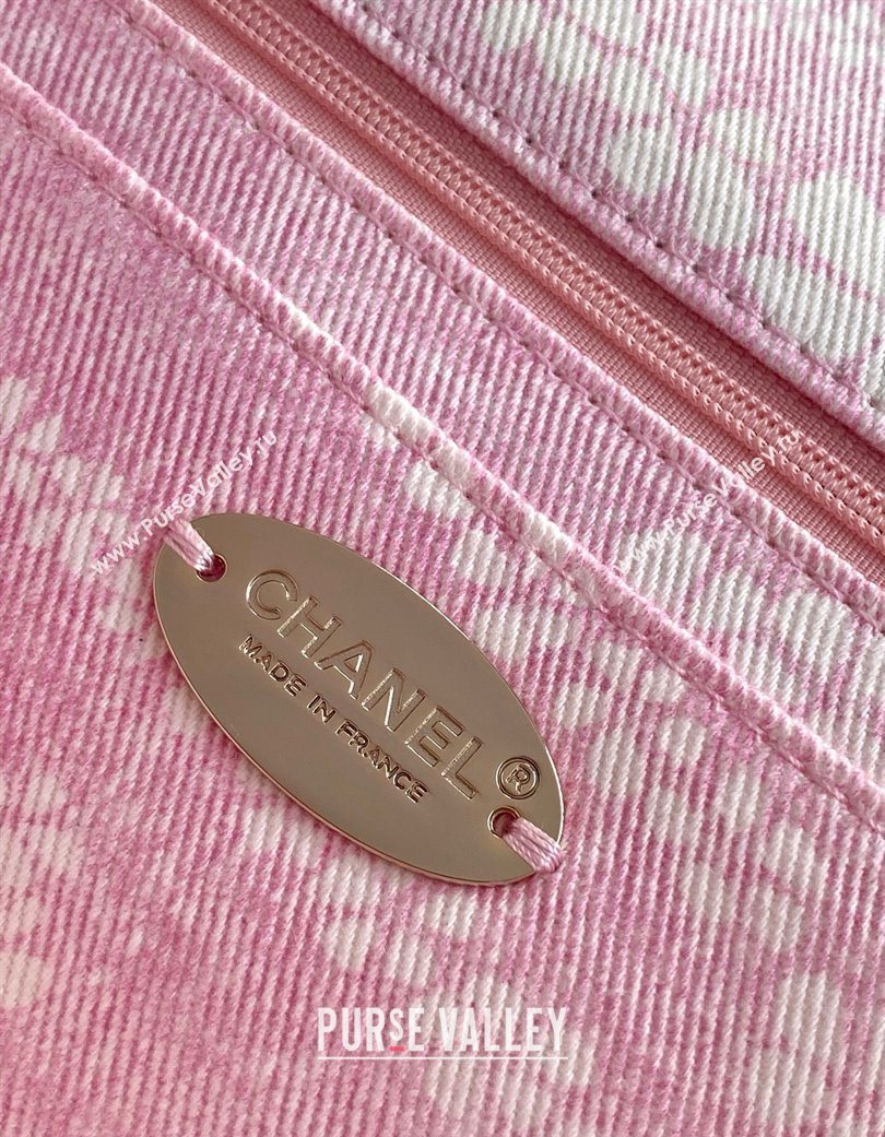 Chanel Printed Denim Flap Bag Pink/White 2025 AS5454 (yezi-250702091)
