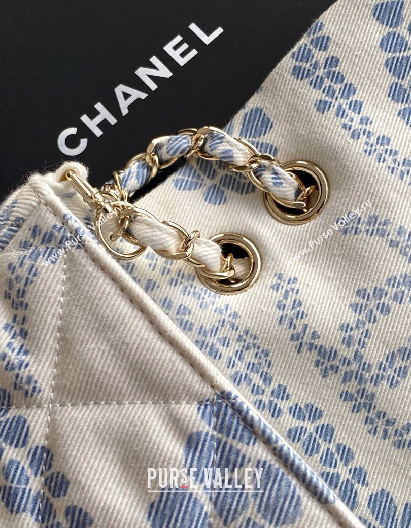 Chanel Printed Denim Flap Bag White/Blue 2025 AS5454 (yezi-250702092)