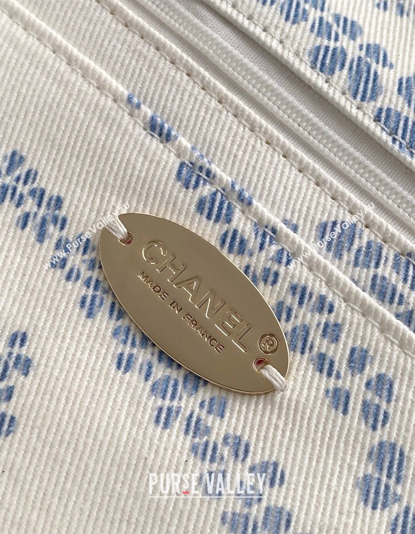 Chanel Printed Denim Flap Bag White/Blue 2025 AS5454 (yezi-250702092)