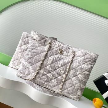 Chanel Printed Denim Shopping Bag Grey/White 2025 AS5429 (yezi-250702093)