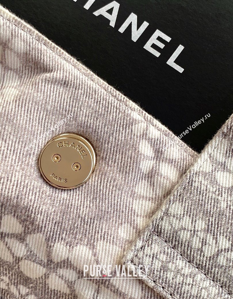 Chanel Printed Denim Shopping Bag Grey/White 2025 AS5429 (yezi-250702093)