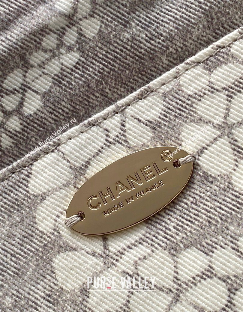 Chanel Printed Denim Shopping Bag Grey/White 2025 AS5429 (yezi-250702093)