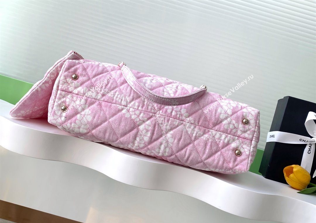 Chanel Printed Denim Shopping Bag Pink/White 2025 AS5429 (yezi-250702094)