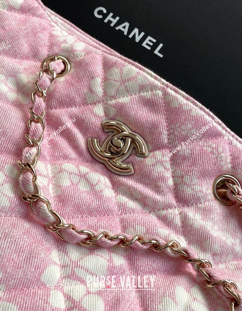 Chanel Printed Denim Shopping Bag Pink/White 2025 AS5429 (yezi-250702094)