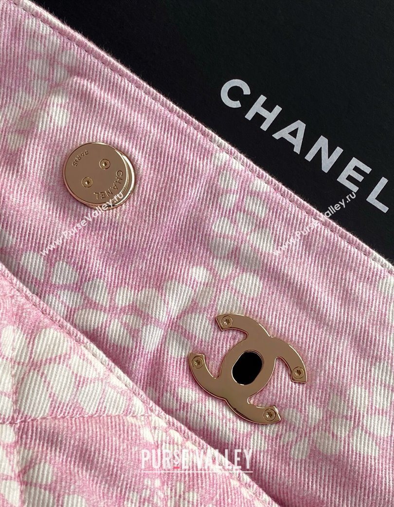 Chanel Printed Denim Shopping Bag Pink/White 2025 AS5429 (yezi-250702094)
