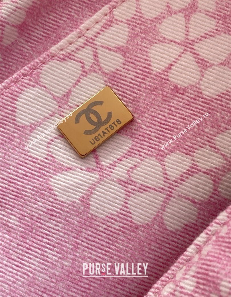 Chanel Printed Denim Shopping Bag Pink/White 2025 AS5429 (yezi-250702094)