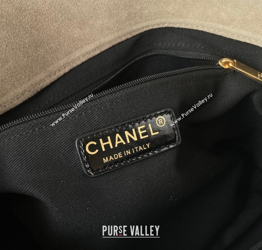 Chanel Suede Lambskin Large Flap Bag with Top Handle Grey/Black 2025 AS5637 (yezi-250703008)
